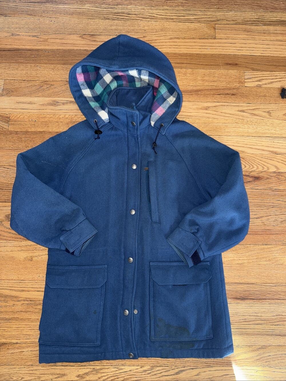 VTG Woolrich Women's Sz Small Hooded Wool Plaid Jacket Heritage Outdoor Camp